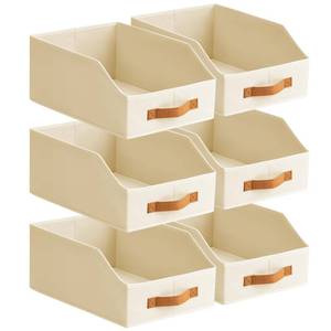 lot 1806 image: Homsorout Fabric Storage Bins for Organizing - 6 Pack Large Trapezoid Collapsible Storage Bins with Front Handle, Closet Organizers and Storage for Bedroom, Home Shelves, Small Spaces, Beige