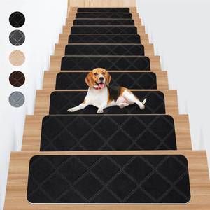 lot 1807 image: Non Slip Stair Carpet Treads for Wood Steps 8in X 25.6in (15 Pack), Indoor Stair Mats Covers with Adhesive, Anti-Slip Stair Runner Rug for Kids Elders and Dogs