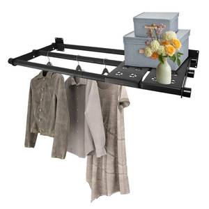 lot 1822 image: Qufiona Closet Shelves Wall Mounted, 57 Inches Heavy Duty Closet Rod with Shelf Metal Utility Shelf for Wall, Closet, Laundry Room