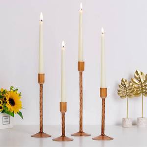 lot 1835 image: Hewory Glass Taper Candle Holders 4 Pcs Brown Vintage Candlestick Holders Tall Candle Sticks Holder Decor, Glass Candle Holder for Table Centerpiece Wedding Christmas Advent Holiday Party Decorations