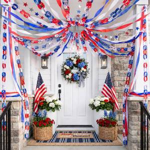 lot 1843 image: TaoBary 4th of July Party Decoration 492ft Red White Blue Streamers 600 Sheet Fourth of July Crafts Paper Chain Strips 52.5ft Star Hanging Independence Day Decor Patriotic Supplies(Royal Blue)