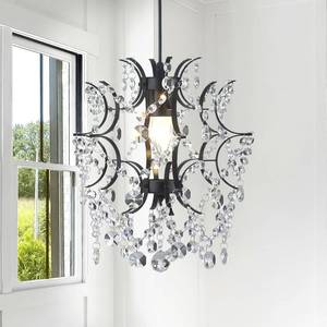 lot 1848 image: AGV LIGHTING Mini Crystal Chandelier, Modern Black Pendant Light with Hanging Crystal Beads, Elegant Small Chandelier Lighting Fixture for Dining Room, Bedroom, Kitchen Island, Hallway, Entryway