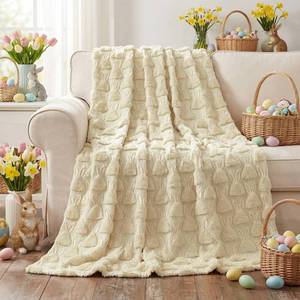 lot 2069 image: Horaldaily Easter Solid Blanket Throw, Beige Rabbits Head Soft Fuzzy Plush Faux Fur Cozy Blankets for Couch Sofa Bed Lounging, Ideal Gifts for Kids Adults Wife Self, 50x60