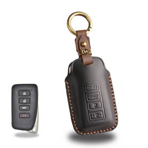 lot 2104 image: CaseCare Leather Key Fob Cover with Keychain Compatible with Lexus RX ES GS LS NX RS GX LX RC LC (BLACK)