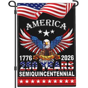 lot 2116 image: Shuitouk 250th Anniversary USA Garden Flag 250 Year American Anniversary Flag Patriotic 4th of July We The People 1776 American Yard Sign Garden Flags for Outside 12x18 Double Sided Outdoor Decorations