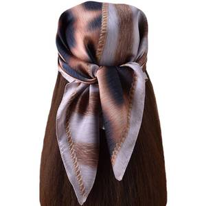 lot 2139 image: VJHX Leopard Cheetah Hair Bandanas Scarf for Women Lightweight Square Neck Silk Satin Head Scarves for Sleeping Handbags Scarf 27.5 Inch (MF70585-3)