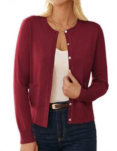 lot 2185 image: GRACE KARIN Women Cardigan Sweaters Lightweight Button up Cardigan Long Sleeve Open Front Cardigan with Pockets Fall Clothes Red S