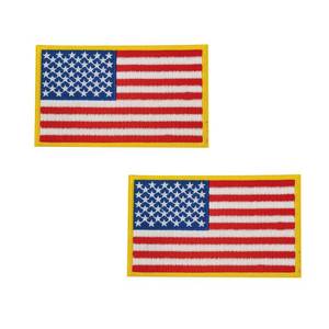 lot 2196 image: 2Pcs Flag Iron on Patch 3in5in, Badge for Hats and Backpacks, Embroidered Emblem Applique for Apparel Upgrade, Uniform Gear Decoration and Clothing Fabric Accessories