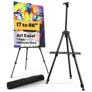 lot 3057 image: T-Sign 17 to 66 Inch Heavy Duty Easel Stand - Adjustable Metal Tripod Art Easel for Painting and Display, Portable Canvas Stand with Carrying Bag for Artists, Tabletop and Outdoor Use (Black, 1 Pack)