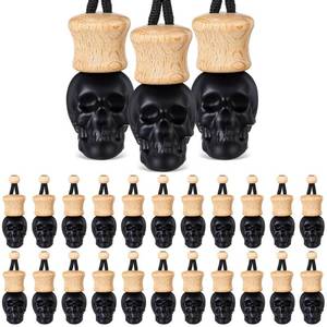 lot 3060 image: BBTO 50 Pcs Hanging Car Freshener Car Diffuser Bottles Empty Glass Perfume Bottle Freshener Diffuser Bottle Pendant for Essential Oil Fragrance Aromatherapy Ornament (Matte Black)