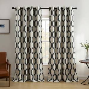 lot 4116 image: Threadmade Renzo Ikat Geometric Linen Room Darkening Window Curtain, Black - 52in W x 95in L