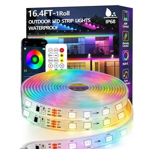 lot 4127 image: httpsmp 16.4FT Outdoor LED Strip Light Waterproof,IP68 Outside RGBIC Light Strip with AppRemote Control,Chase Mode,Music Sync Light for Balcony,Deck,Rooftop,Garden,Pool