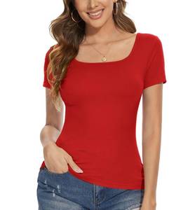 lot 4133 image: Plus Size Red Square Neck Tops for Women Fitted Work Short Sleeve Tee Shirts Trendy Workout Cute Going Out Summer Tshirts Ladies Fashion Clothing 2026 (Red 2XL1