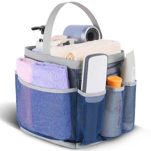 lot 4150 image: EUDELE Mesh Shower Caddy Portable for College Dorm Room Essentials,Portable Shower Caddy Dorm with 9-Pocket Large Capacity, Shower Bag for Beach, Swimming, Gym, Travel essentials, Navy Blue-Grey