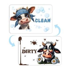 lot 4172 image: Dishwasher Magnet Clean Dirty Sign - Cosmisun Cow Dish Washer Magnet Funny Cartoon Cow Double Sided Clean Dirty Magnets for Dishwasher Magnetic Flip Indicator for Home Kitchen Refrigerator Decor
