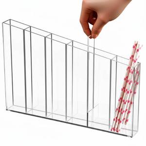 lot 4196 image: Honeydak Clear Acrylic Straw Holder Cupboard Straw Organizer for Cabinet Door Different Height Dispenser Adhesive Reusable Storage for Kitchen Counter Cupboard, 11.8 x 7.8 x 1.2 Inches