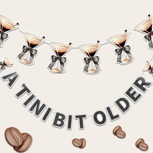 lot 4199 image: TaoBary Espresso Martini Themed Birthday Decorations a Tini Bit Older Banner for Weenies and Tinies Bikinis and Martinis Bachelorette Party Decor Banner Party Garland 2 Pcs(Black)