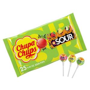 lot 4216 image: Chupa Sour Fruit Lollipop Variety Assortment, 10.5 OZ Bag (25 Suckers)