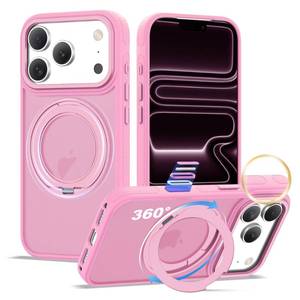 lot 4223 image: XIQI Compatible with iPhone 17 Pro Case 6.3ftft with Magnetic 360 Rotatable Ring Stand and AI Camera Control ButtonCompatible with Mag-Safe Translucent Matte Phone Cover for Men Wowen,Pink