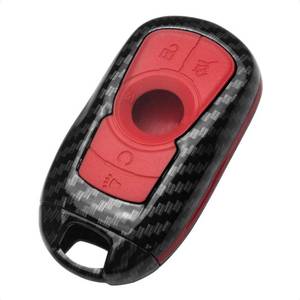 lot 4268 image: TANGSEN Smart Key Fob Case Compatible with Buick Encore Envision Lacrosse Regal Tourx 5 Button Keyless Entry Remote Personalized Protective Cover Plastic Black Carbon Fiber Pattern Red Silicone.