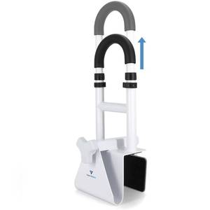 lot 5235 image: Vaunn Medical Adjustable Height Bathtub Safety Rail, Extra-Height 17in-20in Tall Extension ADA Compliant Shower Grab Bar Handle for Elderly and Disabled, Secure Locking Tub Clamp, 300 lbs