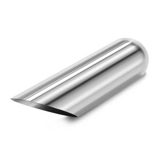 lot 5253 image: LCGP Exhaust Tip, 2.25in Inlet 4in Outlet 12in Long, Weld On Tailpipe for Car Trucks, Polished, Universal Stainless Steel Diesel Exhaust Tailpipe, Slant Cut DT-244012AC