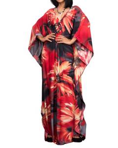 lot 6014 image: Bsubseach Women Ethnic Print Kaftan Beach Dress Plus Size Swimsuit Cover Up size XL