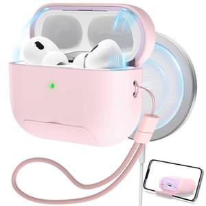 lot 6028 image: RFUNGUANGO for AirPods Pro 2nd Generation Protective Case, with Phone Holder Function, Magnetic Cover Lock, for AirPods Pro 2nd1st Generation Full Drop-Proof Protective Case with Lanyard, Pink