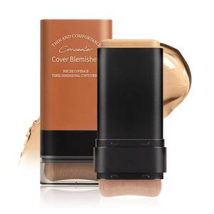 lot 6087 image: Full Coverage Foundation Stick with Contour Brush, Waterproof and Long-Lasting Foundation Makeup, Buildable Concealer Stick for All Skin Types, Lightweight Daily Natural Matte Finish for Beginners
