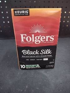 lot 6105 image: Folgers Black Silk K-Cup Pods 10 Count Coffee
