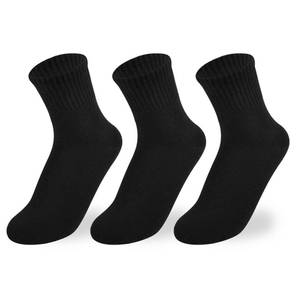 lot 6151 image: Mini angel Boys Girls Crew Socks Kids Ankle Socks Seamless Cotton Athletic Sock 8-11 Years Youth School Uniform Sock 3 Pairs (Black,L)