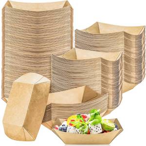 lot 6486 image: MotBach 120 Pack 12Lb Paper Food Boat Trays Disposable Small Paper Boats Plates Containers, 0.5Lb Mini Kraft Food Serving Boat Tray Bowl for Snack Dessert Taco Popcorn BBQ Sauce Fries Nacho