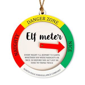 lot 8145 image: A 2pk Funny Christmas Ornaments 2026, Elf Meter Ornament with Naughty or Nice Rotating Arrow, Holiday Funny Gifts, Naughty Christmas Ornaments, Daily Elf Report Decoration for Tree