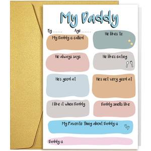 lot 8151 image: A 2pk Funny Birthday Card and Gift for Dad, Dad Birthday Card from Daughter Son, My Daddy QandA Greeting Cards Gifts, Fatherfts Day Cards, DIY Fill In The Blanks Daddy Card