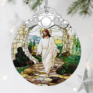 lot 8155 image: A 3pk Religious Christmas Ornaments, Stained Glass Jesus Ornament, Christmas Tree Ornaments, Holiday Decorations, Christian Gifts, Religious Gift, Holiday Party Gifts, and Xmas Gift Ideas - Jesus
