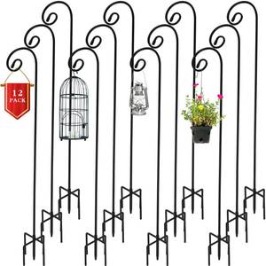 lot 9407 image: Hicarer 12 Pcs 48in Adjustable Shepherd Hook Tall 13in Thick Metal Garden Hooks Stainless Steel Hanger Hook for Wedding Decor Outdoor Hanging Plant Basket Solar Light Lantern Bird Feeder