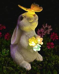 lot 9413 image: YODY Solar Garden Statues Outdoor Decor- Yard Decorations for Patio, Balcony, Backyard, Lawn Ornaments - Rabbit Figurines with LED Light- Unique Birthday House Warming Gifts for Women, Mom, Grandma