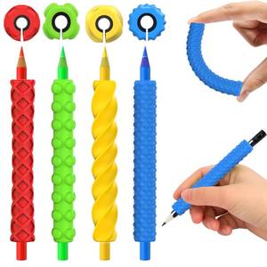 lot 10354 image: BUSOHA 4 Pack Textured Silicone Pencil Grips - Textured Sensory Fidget Squishy Pencil Grips for Handwriting ADHD Tools Gift for Anxiety Relief Items Stocking Stuffers