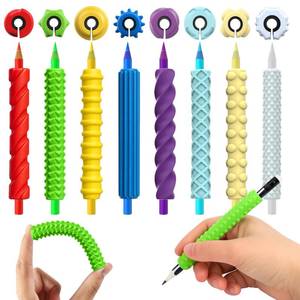 lot 10387 image: BUSOHA 8 Pack Textured Silicone Pencil Grips - Textured Sensory Fidget Squishy Pencil Grips for Handwriting ADHD Tools Gift for Anxiety Relief Items Stocking Stuffers