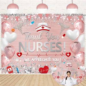 lot 10403 image: Thank You Nurses Backdrop 2026 Nurse Appreciation Week Banner 7x5FT Nurses Day Decorations Background for Nurse Graduation Party Supplies Photo Props