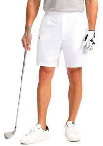 lot 10462 image: Viodia Menfts 7in Golf Shorts with 5 Pockets Elastic Waist Dry Fit Stretch Lightweight Shorts for Men Hiking Casual Athletic White