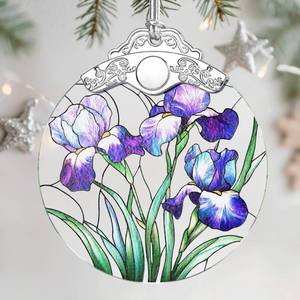 lot 10463 image: Christmas Ornaments Stained Glass Ornament, Christmas Tree Ornament, Hanging Ornaments for Home Decor and Xmas Tree Decorations � Exquisite Holiday Decor, Gifts and Holiday Present - Iris Flowers 3 pack