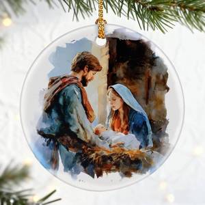 lot 10464 image: Christian Gifts Nativity Scene Christmas Ornaments  Religious Christmas Decorations, Christian Holiday Decor, Holy Family Ornament, Religious Gift, Baptism Gift and Unique Faith Festival Gifts