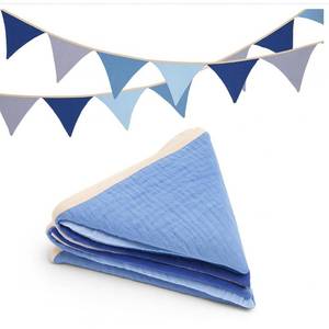 lot 10472 image: GCQQ Pennant Banner Flags 12Pcs Blue Nursery Triangle Bunting Garland 9Ft Fabric Light Blue Baby Shower Pennant Banner Garlands for Boy Kids Bed Toddler Play Room Nursery Wall Birthday Decor