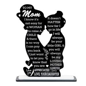 lot 10484 image: Mothers Day Gifts from Kids Daughter, Meaningful Happy Birthday Gifts for Mom, To My Mom Acrylic Plaque Gift, Mother and Daughter Silhouette Table Sign, Heartfelt Present Keepsake, Gift Ideas