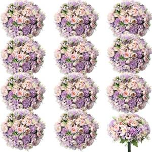 lot 11304 image: Tigeen Peonies Artificial Flowers Faux Roses Silk Flowers Hydrangea Artificial Bouquet for Wedding Table Centerpiece Floral Vase Home Office Bridal Decor(Purple,24 Bundles)