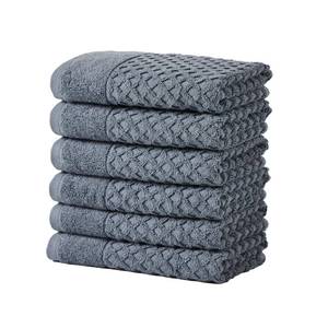 lot 11311 image: Great Bay Home Hand Towels - 100percent Cotton 6 Pack 26x16 Hand Towel Set - Absorbent, Durable, Quick-Dry Towels for Bathroom (Blue)
