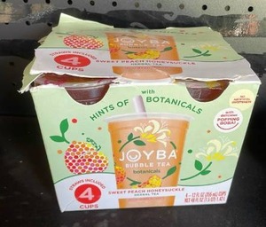 lot 11333 image: Joyba Bubble Tea Botanicals Sweet Peach Honeysuckle 4-Pack 12 oz Cups