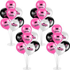 lot 11336 image: Relaxgiant 4 Set Graduation Party Balloon Stand Kits for Table Centerpieces Balloon Tables Holders with Congrats 2026 Graduation Party Decorations for School College Photo Props(Pink)