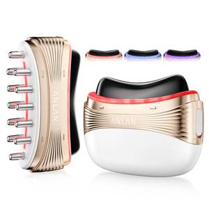 lot 12026 image: ANLAN Natural Jade 2-in-1 Heated Electric Gua Sha Facial Sculpting Tool with Vibration, Womenfts Facial Massager, 3 Modes LED Red Light Therapy for Neck and Face, Birthday Gift for Women